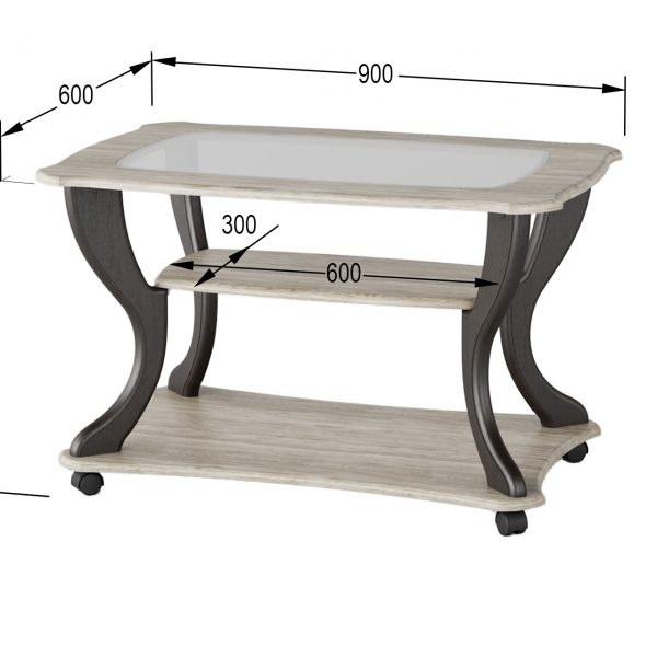 Стол журнальный “Маэстро”+ стекло СЖС-02 (дуб/венге)
